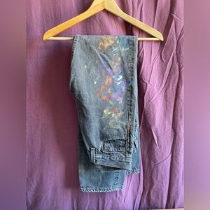 Vtg Levi's 501 High waisted Distressed Paint Splatter Mom jeans 29
